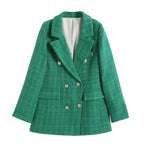 Textured Double-Breasted Jacket Green