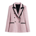 Textured Double-Breasted Jacket Pink