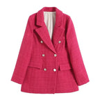 Textured Double-Breasted Jacket Red