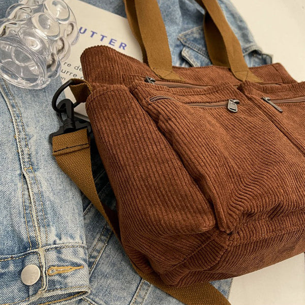 Corduroy Tote Bag Large Carryall For Everyday Style-MODAUTLET
