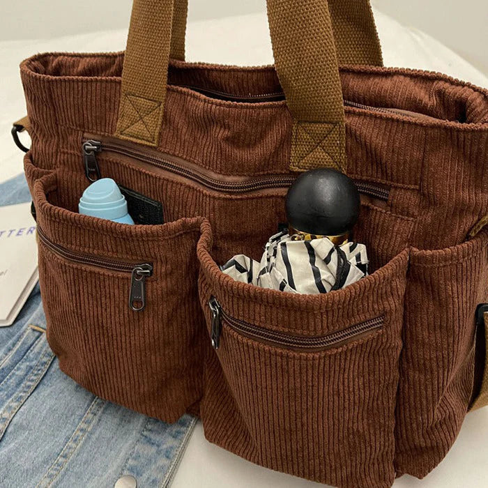 Corduroy Tote Bag Large Carryall For Everyday Style-MODAUTLET