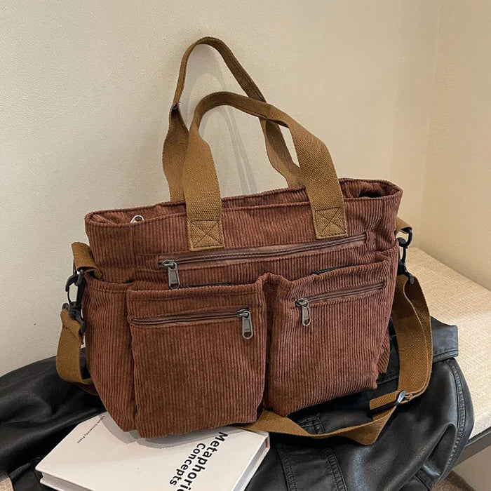 Corduroy Tote Bag Large Carryall For Everyday Style-MODAUTLET