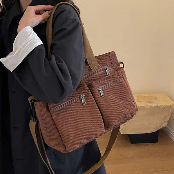 Corduroy Tote Bag Large Carryall For Everyday Style Coffee