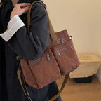 Corduroy Tote Bag Large Carryall For Everyday Style Coffee