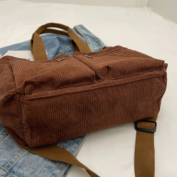 Corduroy Tote Bag Large Carryall For Everyday Style-MODAUTLET