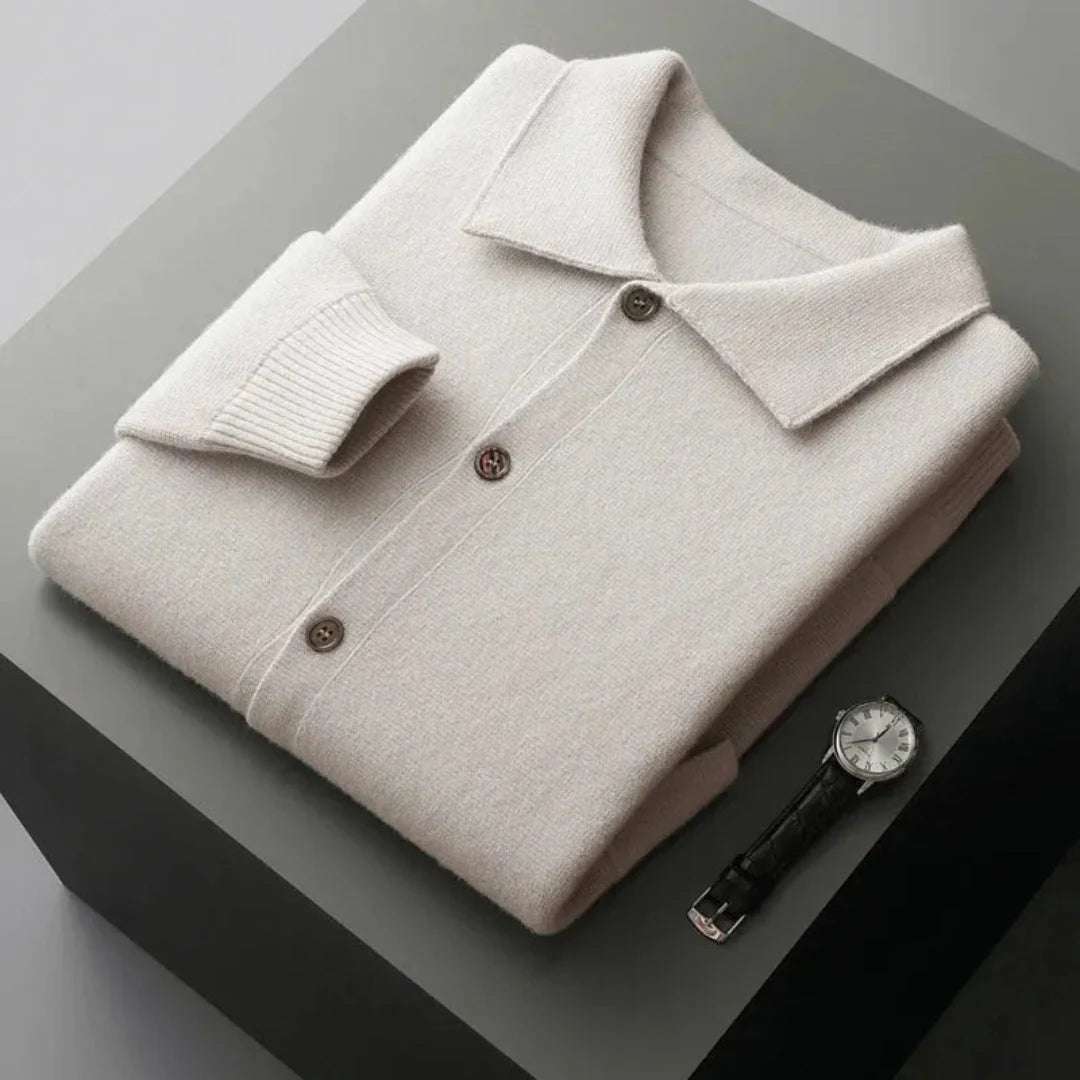 Button-Up Wool Cardigan for Women Light Gray