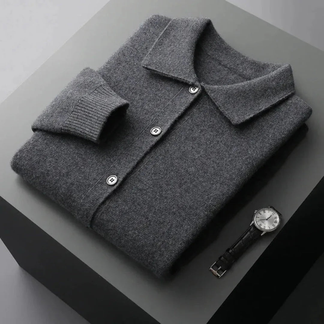 Button-Up Wool Cardigan for Women Dark Gray