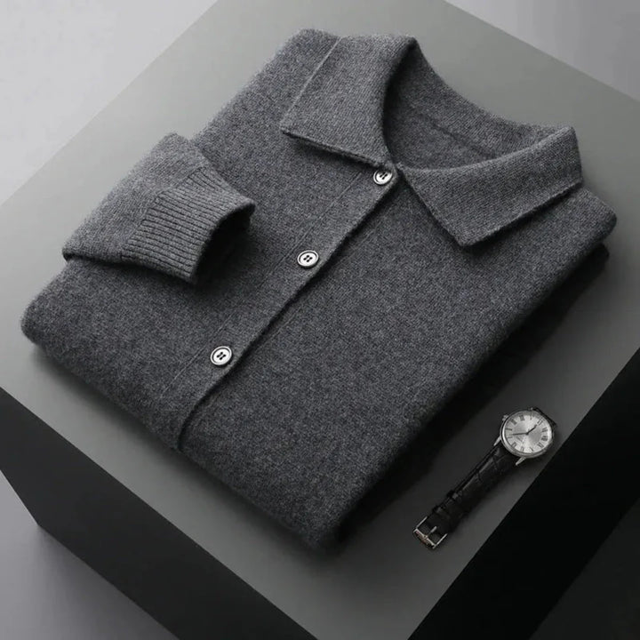 Button-Up Wool Cardigan for Women Dark Gray