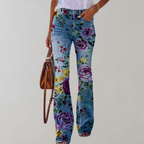 Women's Floral Embroidered Jeans Rose viola