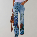 Women's Floral Embroidered Jeans Blue flower