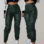 Women's High-Waisted Elegant Cargo Pants Green