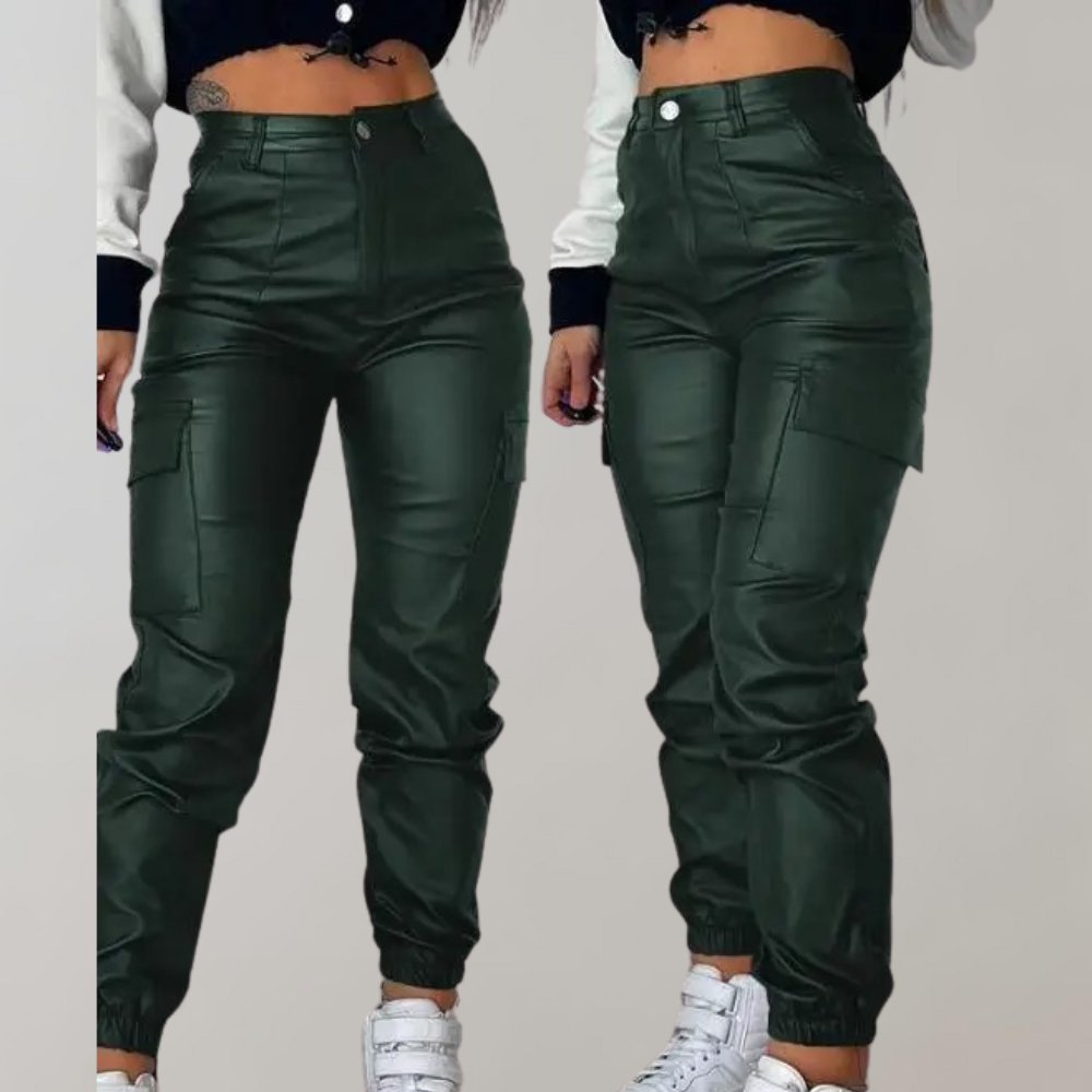 Women's High-Waisted Elegant Cargo Pants Green