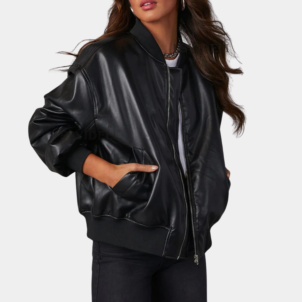 Casual Leather Jacket For Women Everyday Wear Warm Lined