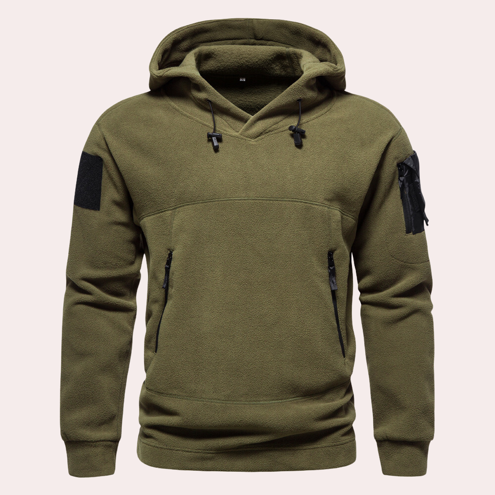 Multi Pocket Tactical Fleece Hoodie For Outdoor Adventures Army green
