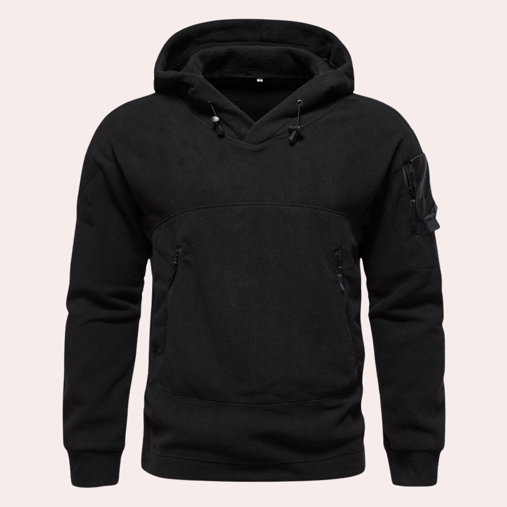 Multi Pocket Tactical Fleece Hoodie For Outdoor Adventures Black