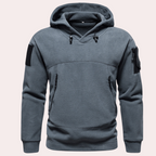 Multi Pocket Tactical Fleece Hoodie For Outdoor Adventures Grey