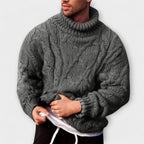 Men's Classic Warm Knitted Turtleneck Sweater for Everyday Wear Gray