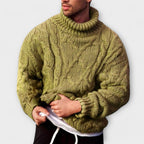 Men's Classic Warm Knitted Turtleneck Sweater for Everyday Wear Green