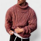 Men's Classic Warm Knitted Turtleneck Sweater for Everyday Wear Red