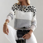 Women's Classic Comfort Leopard Sweater Gray