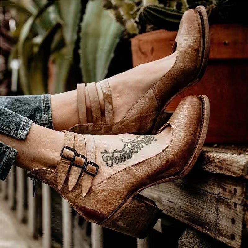 Elegant Belt Buckle Strap Mary Jane Shoes for Women-MODAUTLET
