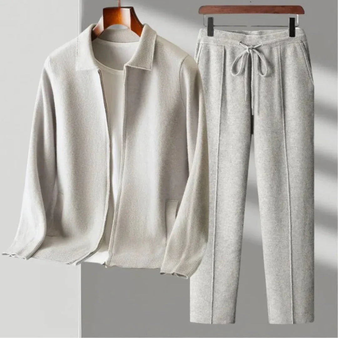 Merino Wool Jacket and Pants Set Gray