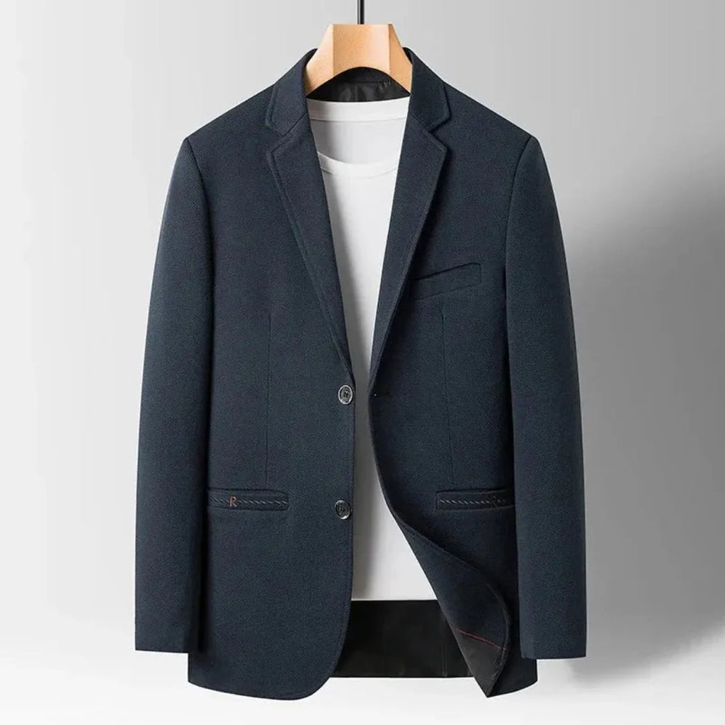 Tailored Wool Blazer for Men Navy