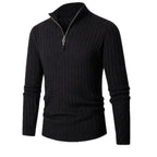 Half-Zip Ribbed Sweater for Ultimate Comfort Black