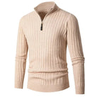Half-Zip Ribbed Sweater for Ultimate Comfort Khaki