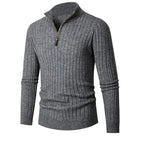 Half-Zip Ribbed Sweater for Ultimate Comfort Dark Gray