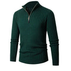 Half-Zip Ribbed Sweater for Ultimate Comfort Green
