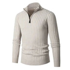 Half-Zip Ribbed Sweater for Ultimate Comfort Light Gray