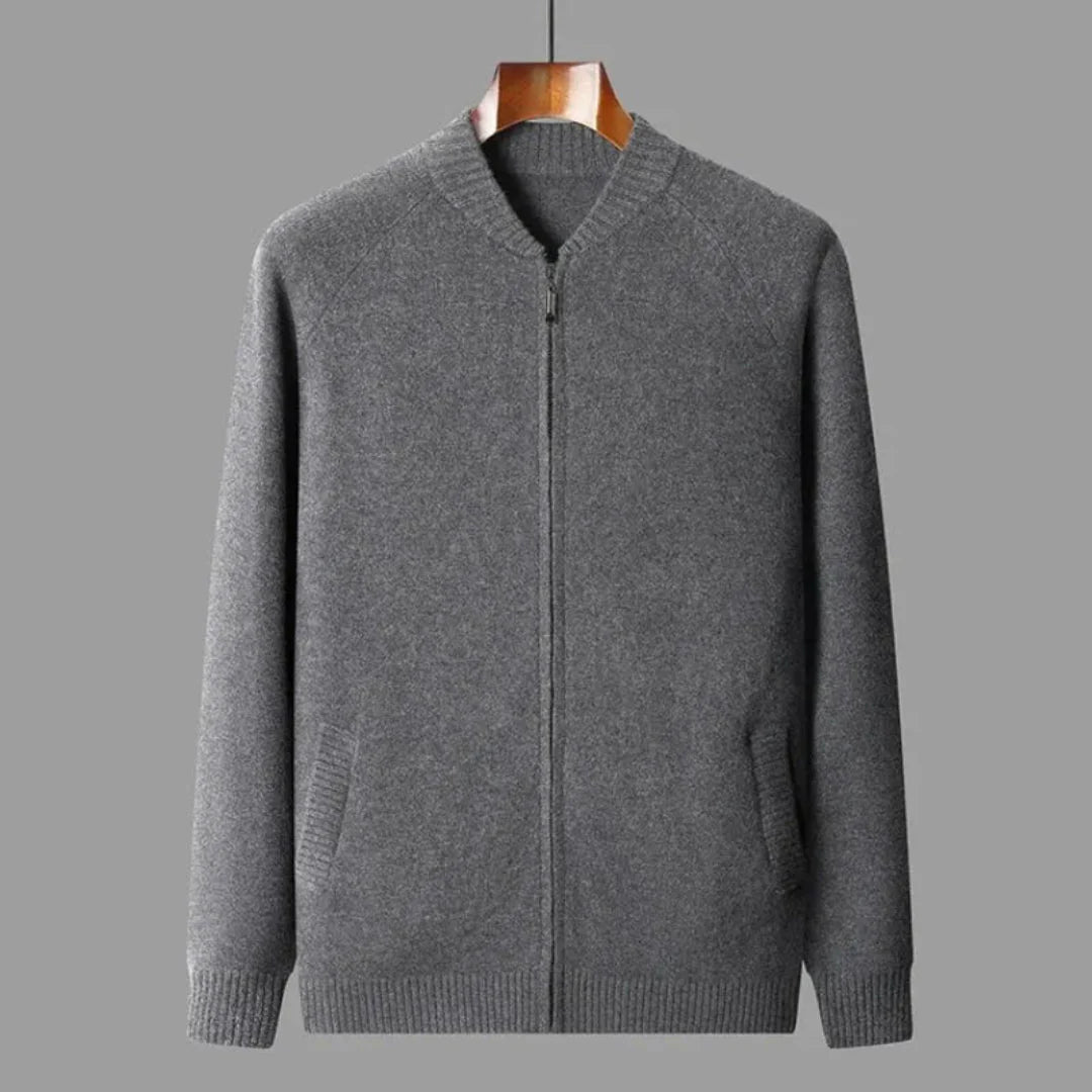 Full-Zip Wool Sweater for Ultimate Comfort Dark Gray