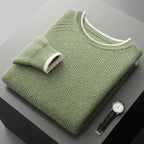 Ribbed Crewneck Wool Sweater Green