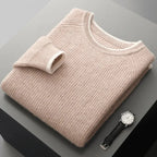 Ribbed Crewneck Wool Sweater Khaki