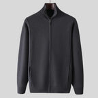 Full-Zip Wool Sweater for Men Dark Gray