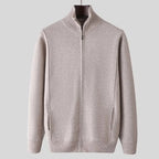 Full-Zip Wool Sweater for Men Light khaki
