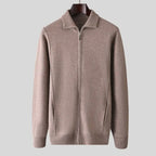 Full-Zip Wool Sweater for Men Tan