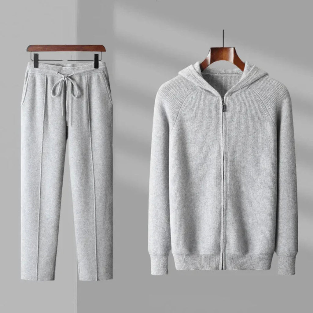 Wool Hoodie and Trousers Set for Ultimate Comfort Gray