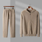 Wool Hoodie and Trousers Set for Ultimate Comfort Tan