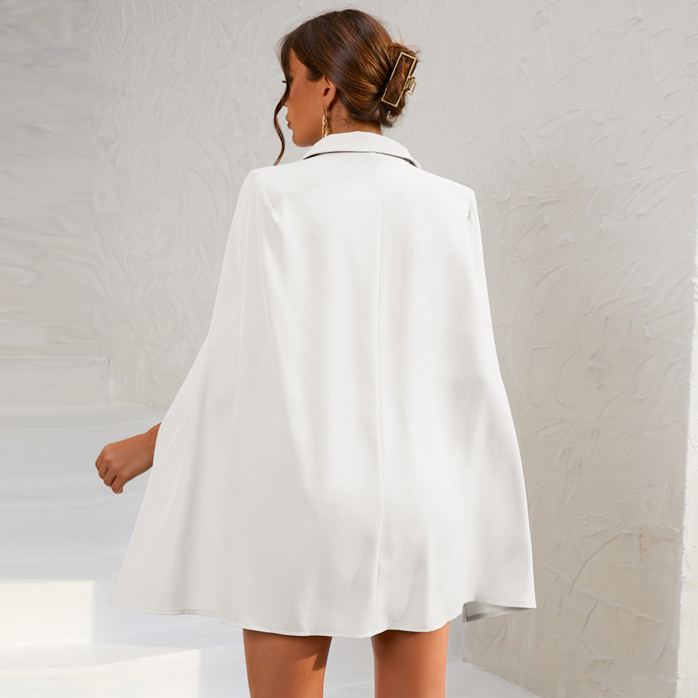 Daisy | Vestido Mini Blazer-Capa Feminino com Botões Dourados