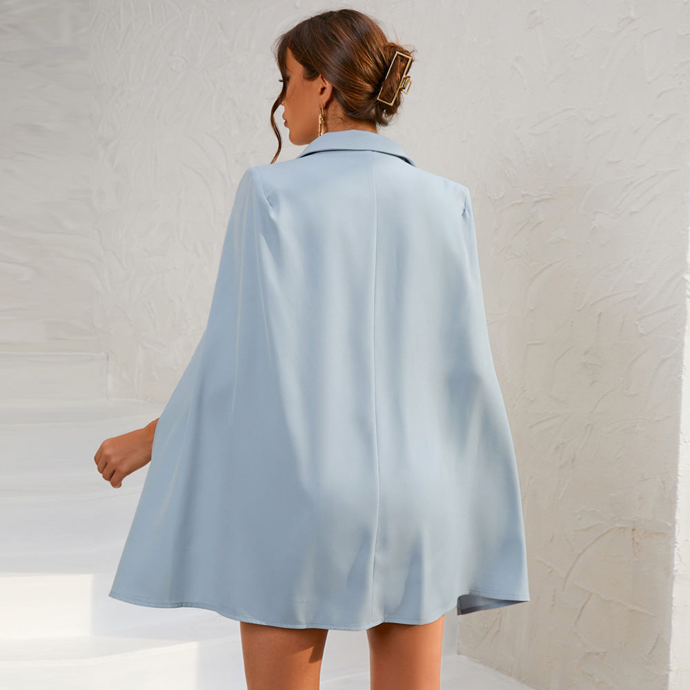 Daisy | Vestido Mini Blazer-Capa Feminino com Botões Dourados