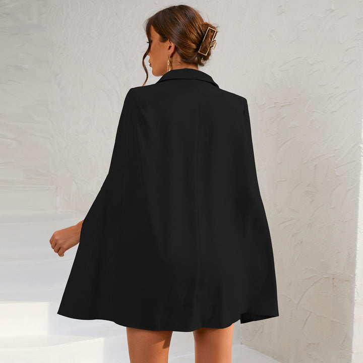 Daisy | Vestido Mini Blazer-Capa Feminino com Botões Dourados