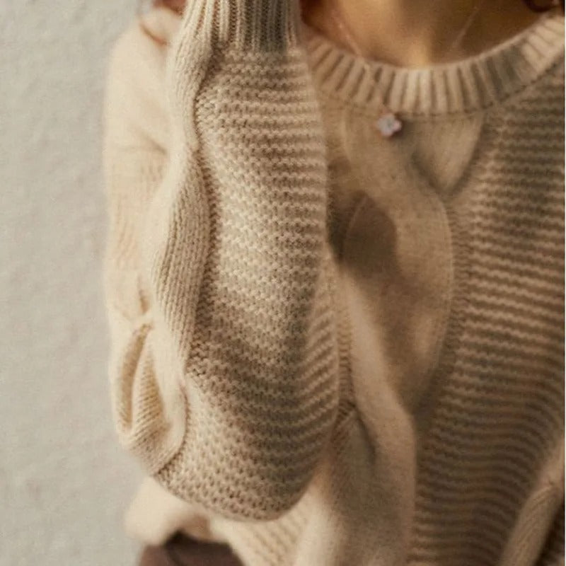Maglione da donna in cotone con scollo rotondo