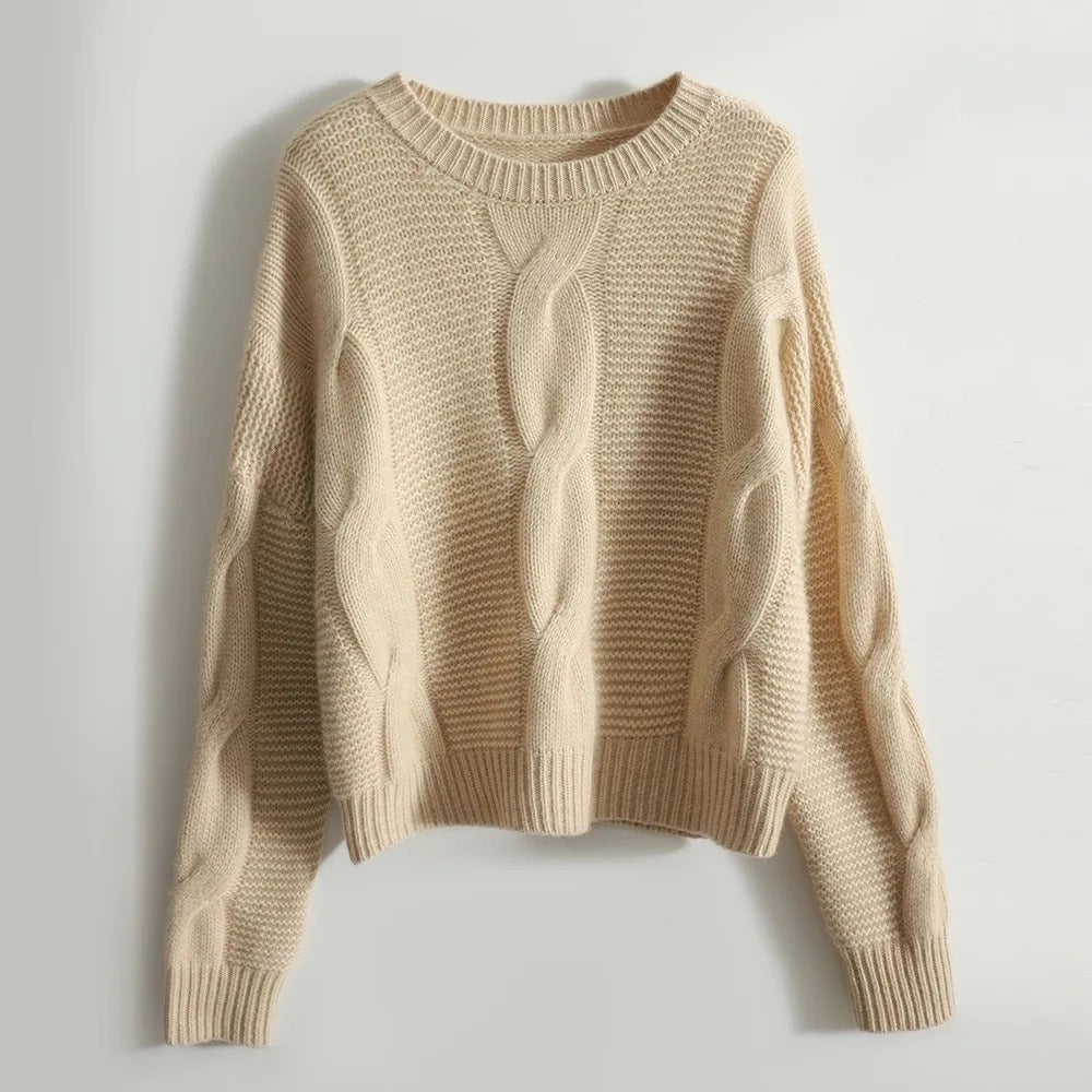 Maglione da donna in cotone con scollo rotondo