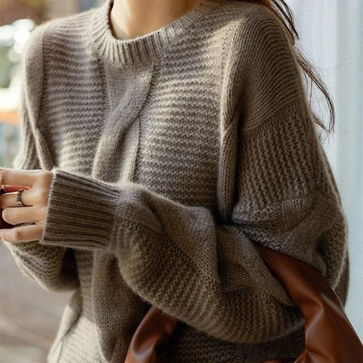 Maglione da donna in cotone con scollo rotondo