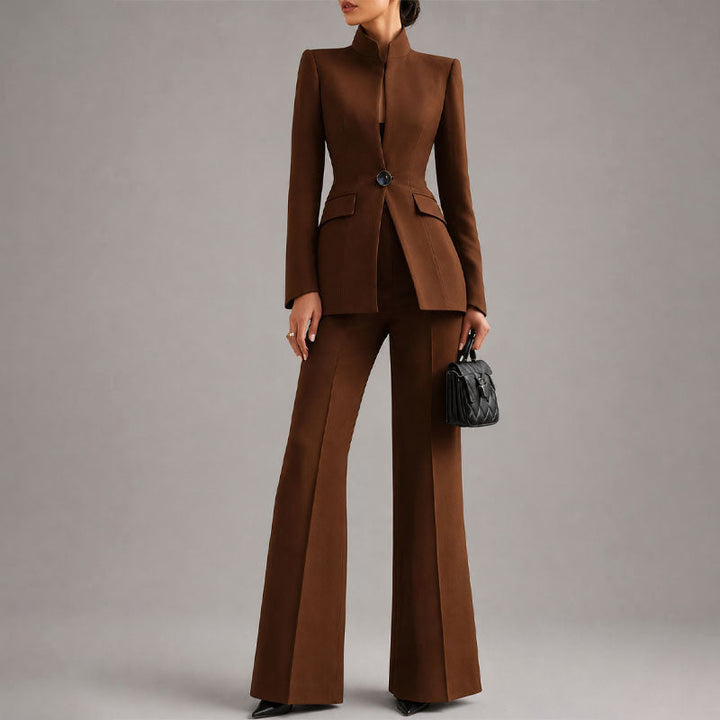 Caroline | Women's Tailored High-Neck Pant Suit Set-MODAUTLET
