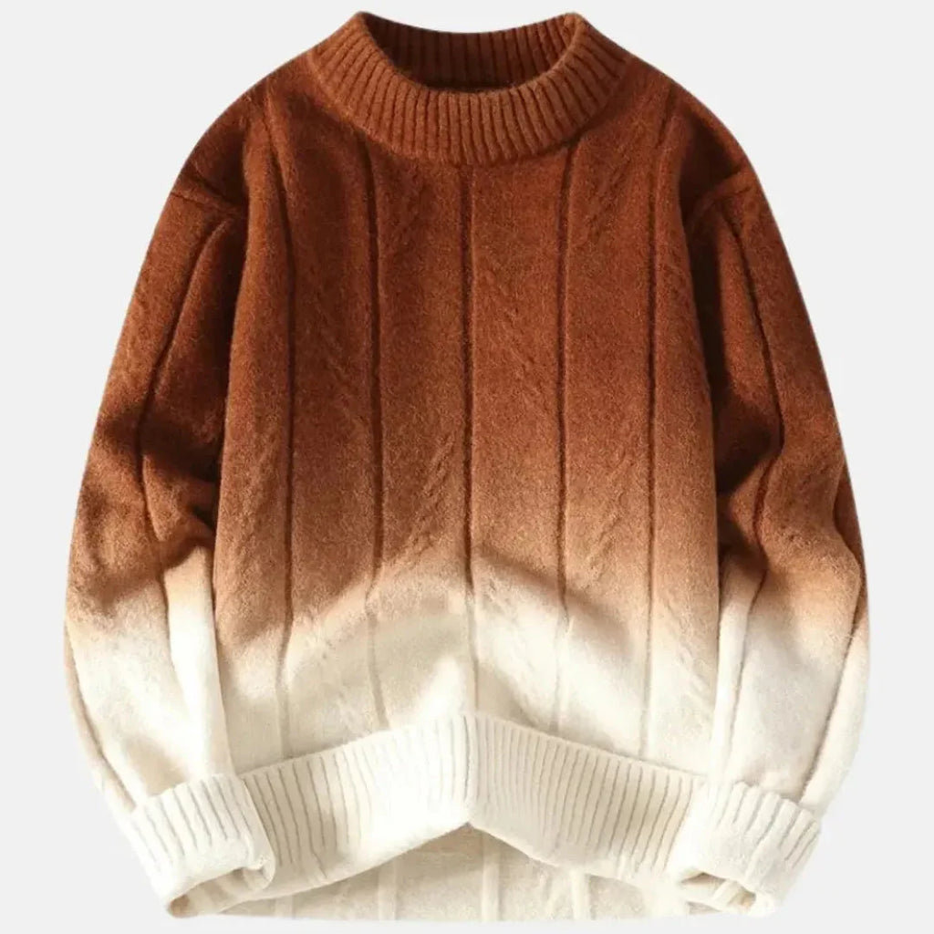 Ombré Crewneck Sweater for Effortless Style Espresso Cream