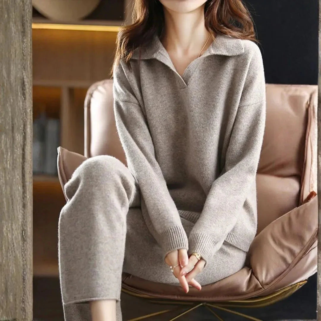 Cashmere-Blend Sweater and Pants Set for Women
