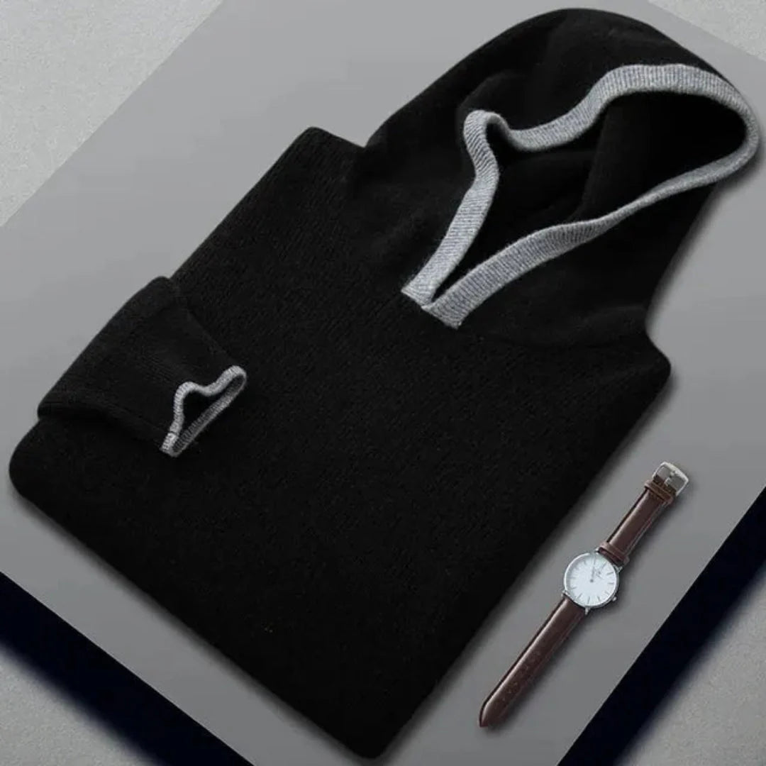 Cashmere Hooded Sweater for Ultimate Comfort Black